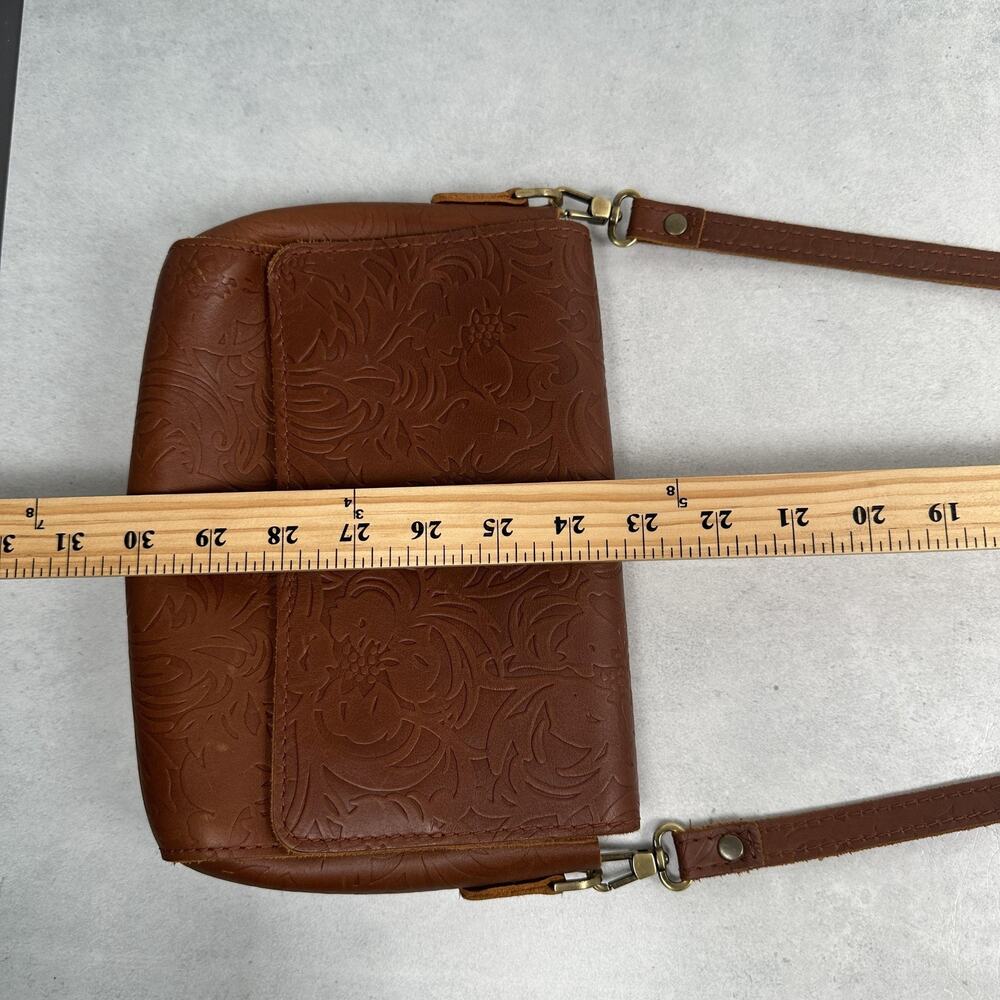 Portland Leather Goods Crossbody Bag Womens Small Brown Floral Embossed Western - Picture 15 of 15